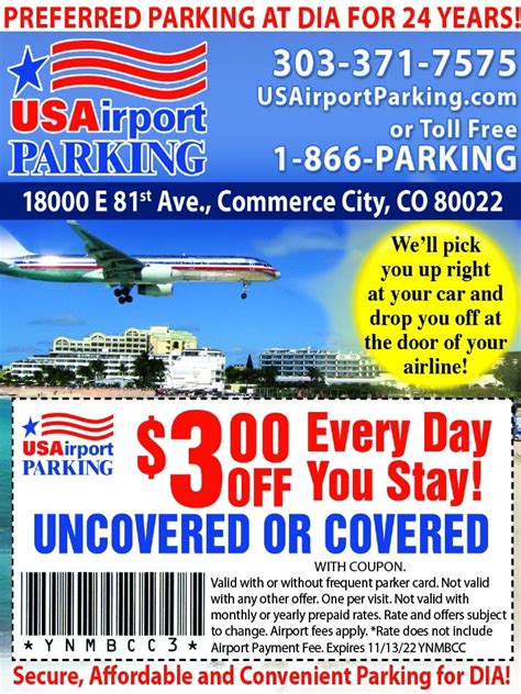 Usairport parking coupon dollar5 off - USAirport Parking. July 11 at 7:29 AM. ️ Book your parking s ...pot in advance at USAirport Parking. 🚗 Make your reservation at usairportparking.com or call us at 303-371-7575 . . #denver#parking#parkinglot#dia#denverinternationalairport#colorado#tripSee more. USAirport Parking. 
